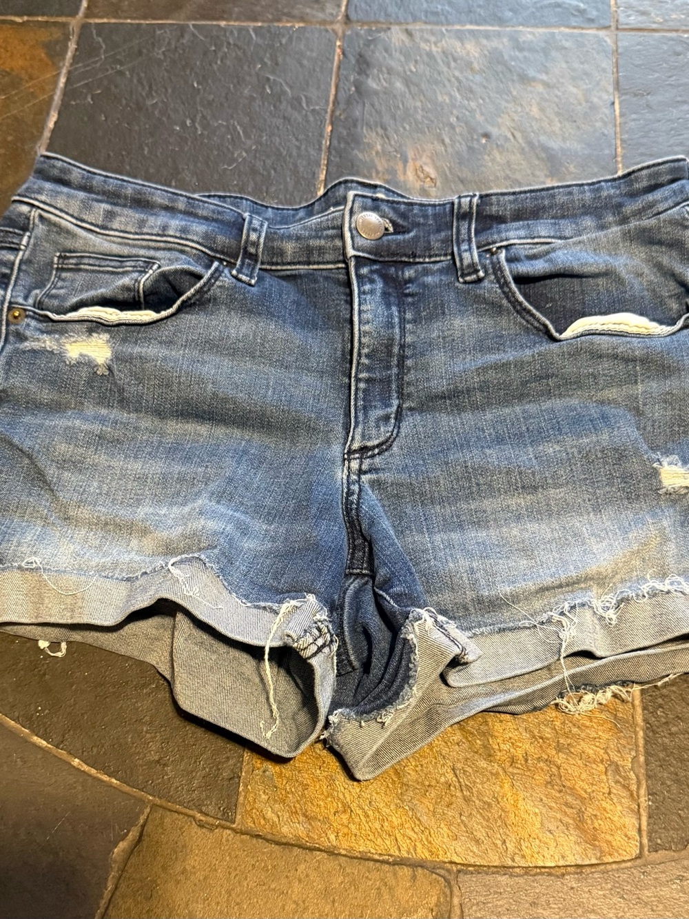 Universal Thread Frayed Hem Blue Denim Shorties